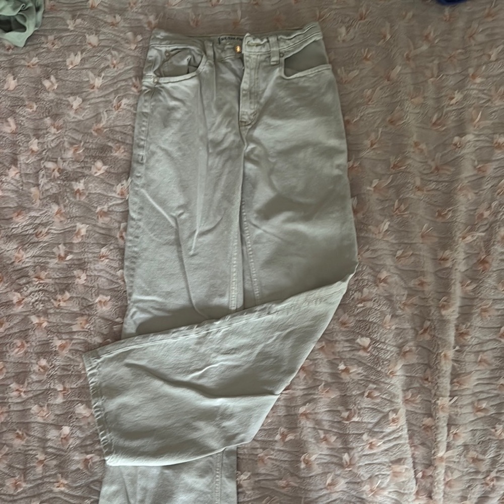 Free People Cream Wide Leg Jeans